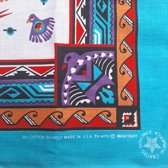 Vintage Wamcraft Bandana With Southwestern Print Made in USA - Picture 3 of 3